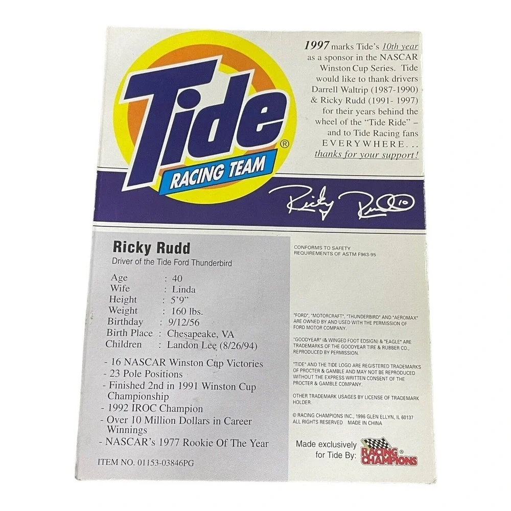 Ricky Rudd 1997 Collectors Edition‎ 10th Anniversary Tide Ford Thunderbird